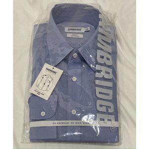 CAMBRIDGE Classic Fit Two Ply Cotton Men's Blue Shirt 15.5/34.5